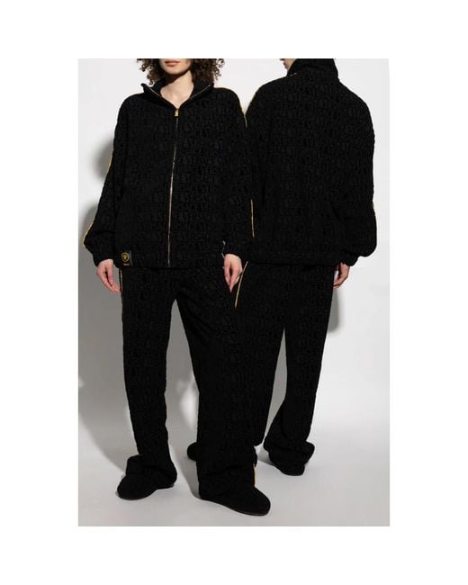 Versace Hoodies & Sweatvesten ,Zwart ,Katoen Sweatshirt Met Logo in het Black