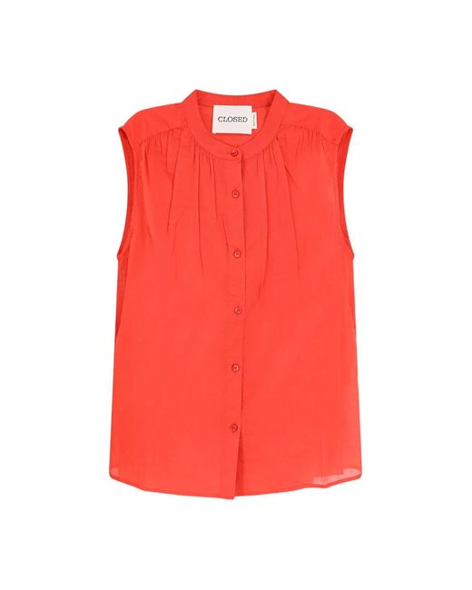 Closed Red Sleeveless Tops
