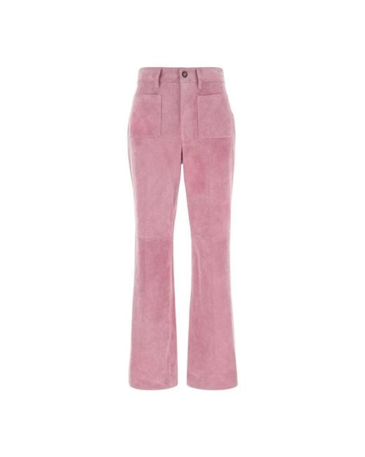 Chloé Pink Leather Trousers