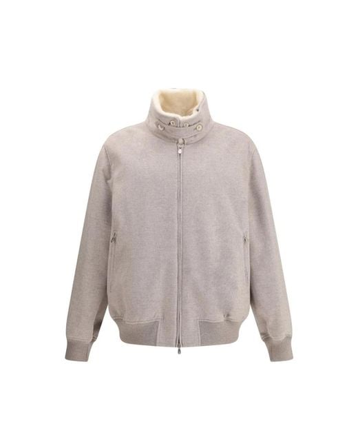 Brunello Cucinelli Kasjmier Bomber Met Shearling Insert in het Gray voor heren