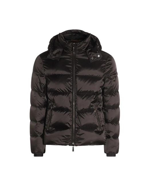 Moorer Jassen ,Zwart ,Leer Brett Hooded Down Jacket in het Black voor heren