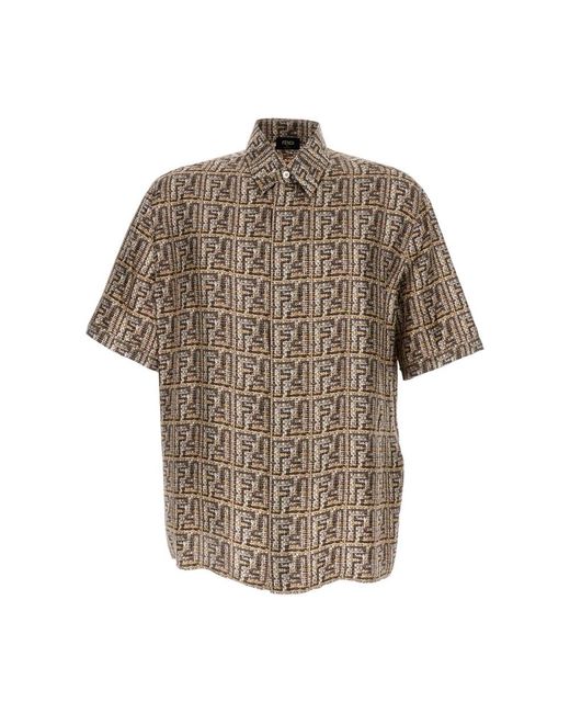 Fendi Brown Short Sleeve Shirts for men