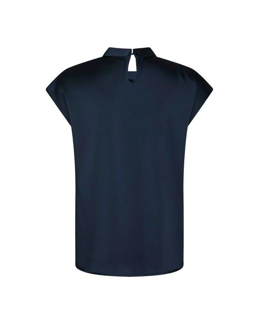Neo Noir Overhemden ,Blauw ,Polyester Satin Drapy Blouse in het Blue