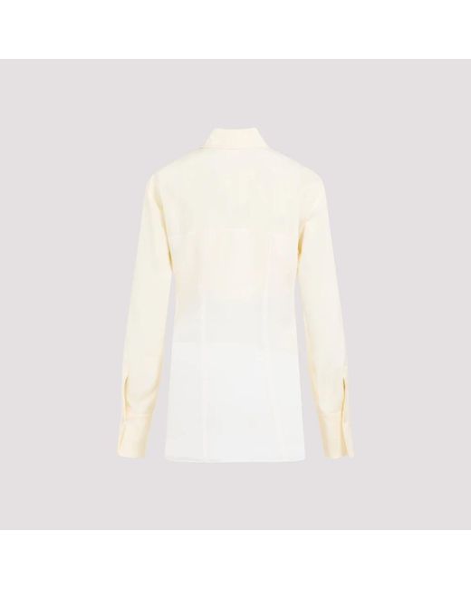 Sportmax White Viskose boa shirt in vanille