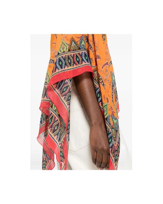 Etro Orange Ponchos