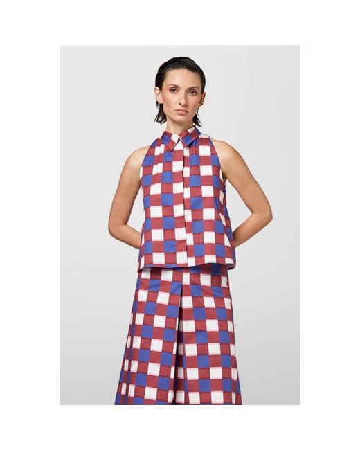 Alpha Studio Red Sleeveless Tops