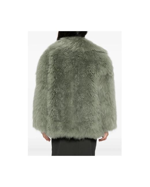 Salvatore Santoro Groene Faux Fur Shawl Kraag Jas in het Green