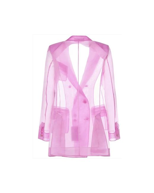 Max Mara Jassen ,Roze ,Organza Double-Breasted Jas in het Pink