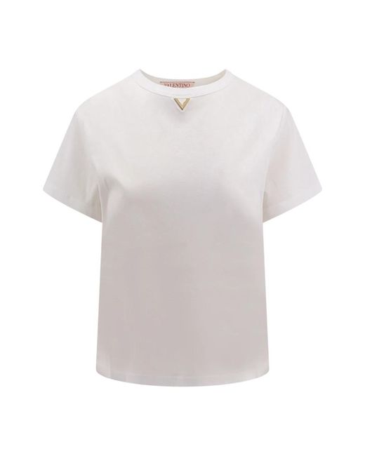 Valentino White Weißes crew-neck t-shirt