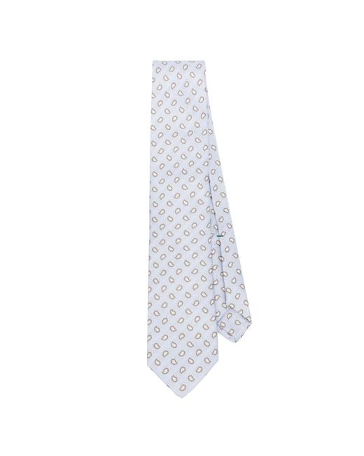 Luigi Borrelli Napoli Blauer seiden paisley bestickter krawatte in White für Herren