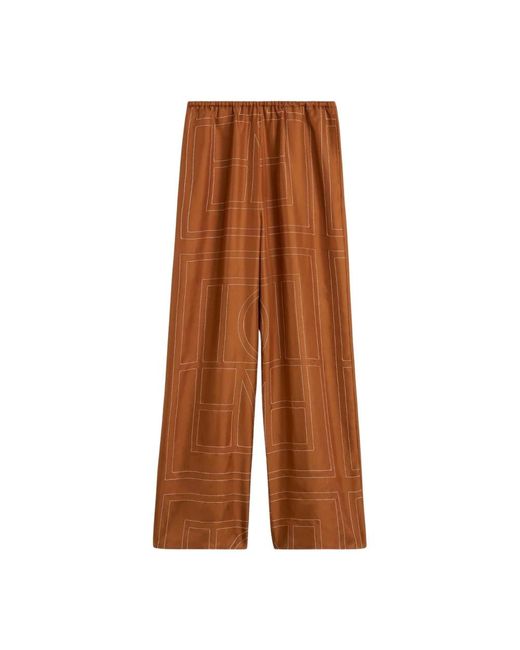 Totême  Zijden Monogram Pj Broek in het Brown