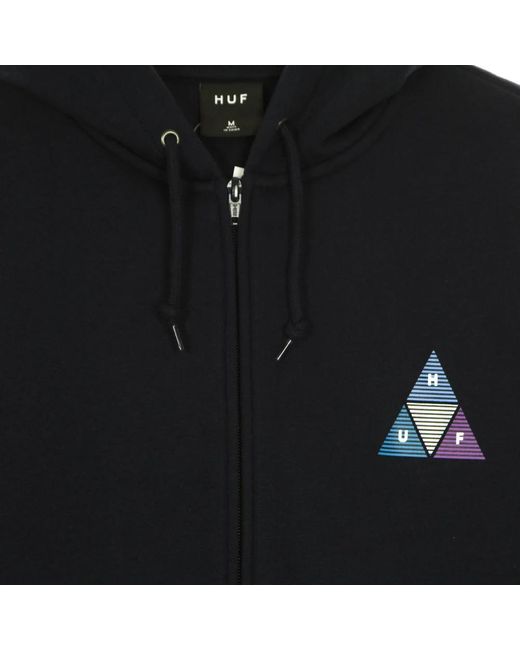 Huf Hoodies & Sweatvesten ,Blauw ,Katoen Prism Triple Triangle Zip Up Hoodie in het Blue voor heren