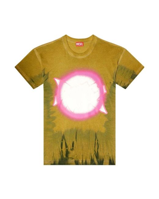 DIESEL T-shirts mit grafikdruck und rundhalsausschnitt in Green für Herren