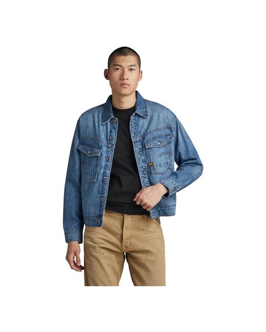 G-Star Jassen ,Blauw ,Denim Dakota Jacket in het Blue voor heren