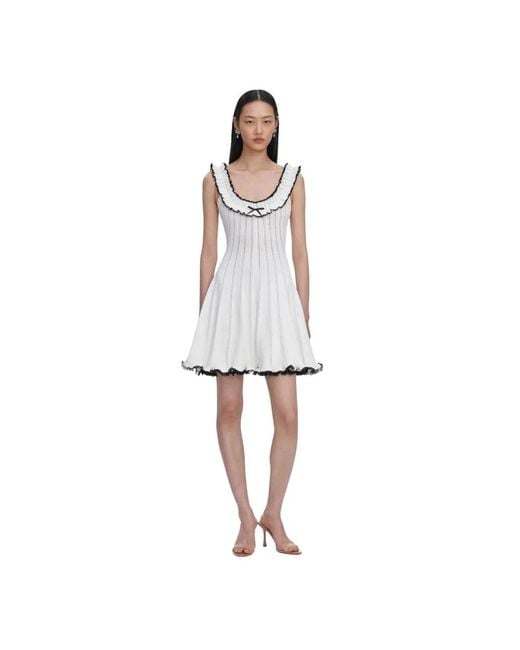 Self-Portrait White Knitted Dresses