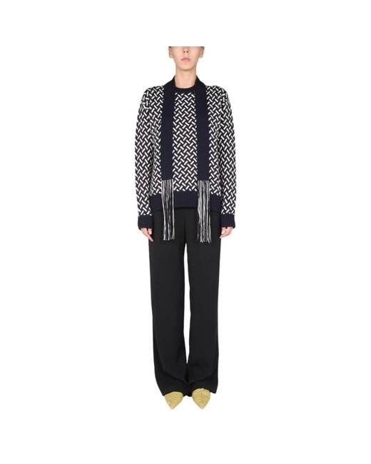 Jil Sander Truien & Vesten ,Zwart ,Wol Rondgebreide Trui in het Black