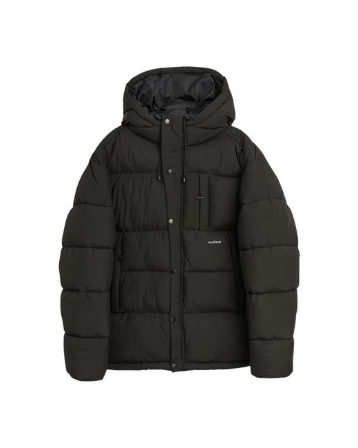 Soulland Jassen ,Zwart ,Polyester Gewatteerde Jas Met Capuchon in het Black voor heren