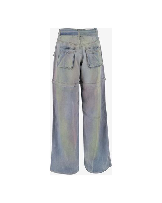 Pinko Gray Cargo denim jeans mit verstellbarer taille