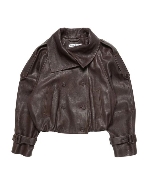 Leather Jackets Acne en coloris Brown