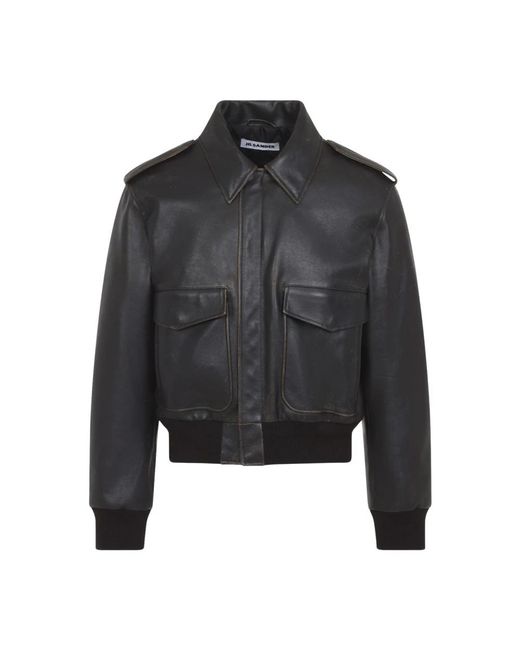 Jil Sander Leren Blouson in het Black voor heren