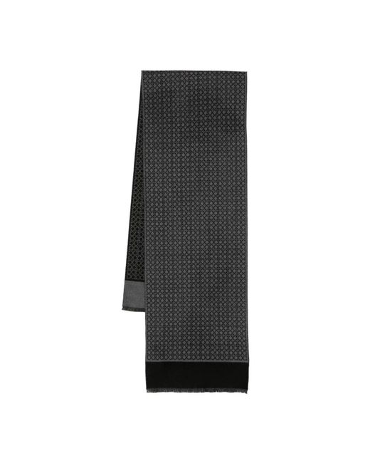 Ferragamo Gray Wool Fringed Winter Scarf for men