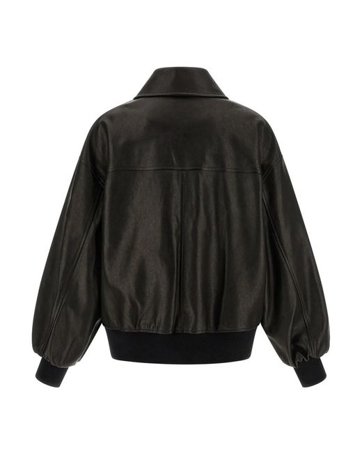 Khaite Black Leather Jackets