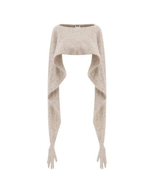 Moschino Jassen ,Wol Nekwarmer Met Geïntegreerde Handschoenen in het Natural