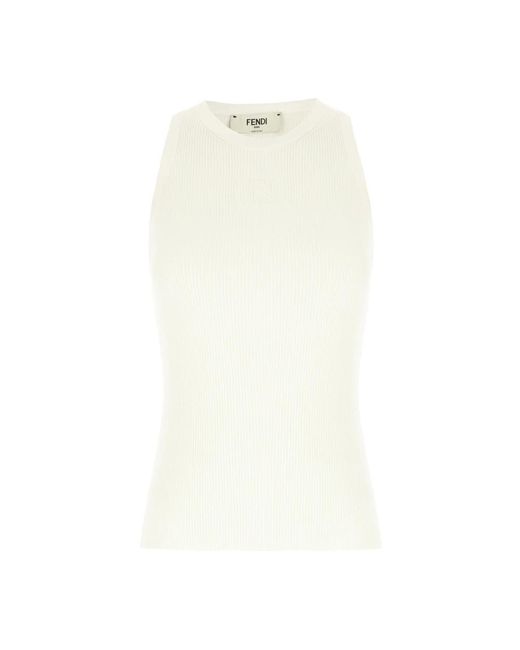 Sleeveless Tops Fendi de color White