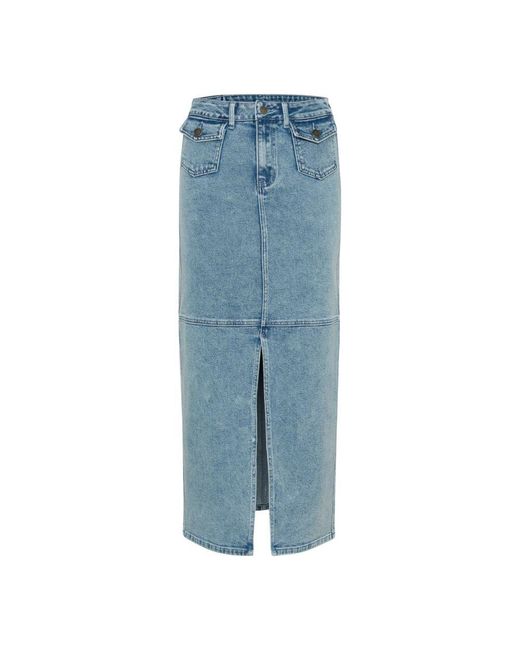 Kaffe Blue Denimrock Mit Frontschlitz