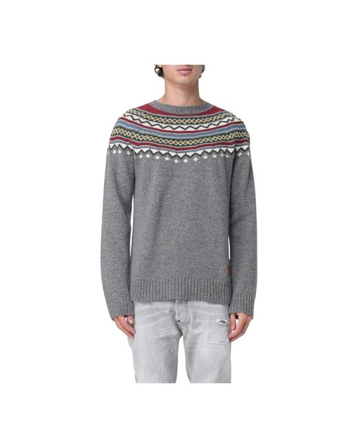 Round-Neck Knitwear di DSquared² in Gray da Uomo