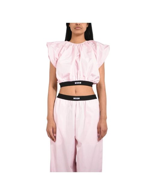 MSGM Sleeveless Crop Top in het Pink