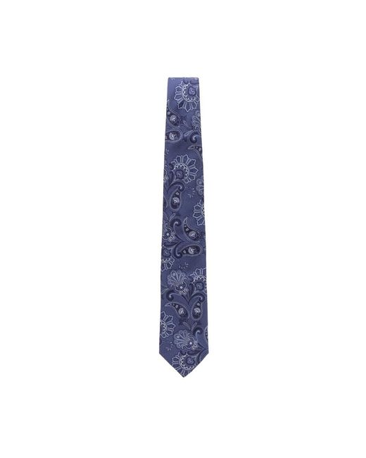 Etro Accessoires ,Blauw ,Leer Lange Zijden Stropdas in het Blue voor heren