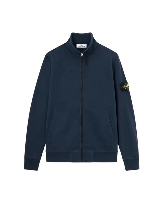 Stone Island Hoodies & Sweatvesten ,Blauw ,Katoen Cotton Fleece Zip Up Sweater in het Blue voor heren
