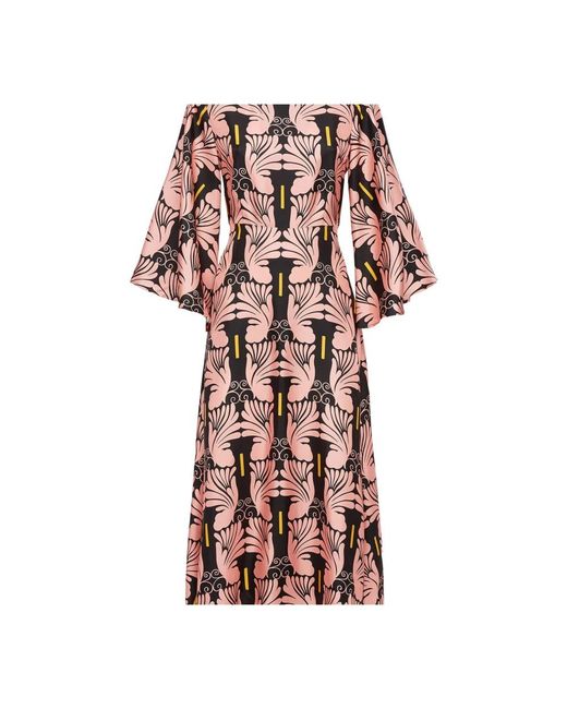 LaDoubleJ Kleedjes ,Veelkleurig ,Aswan Silk Maxi Jurk in het Multicolor