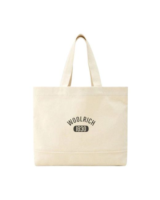 Woolrich Natural Canvas Tote Bag Mit Logo-Print
