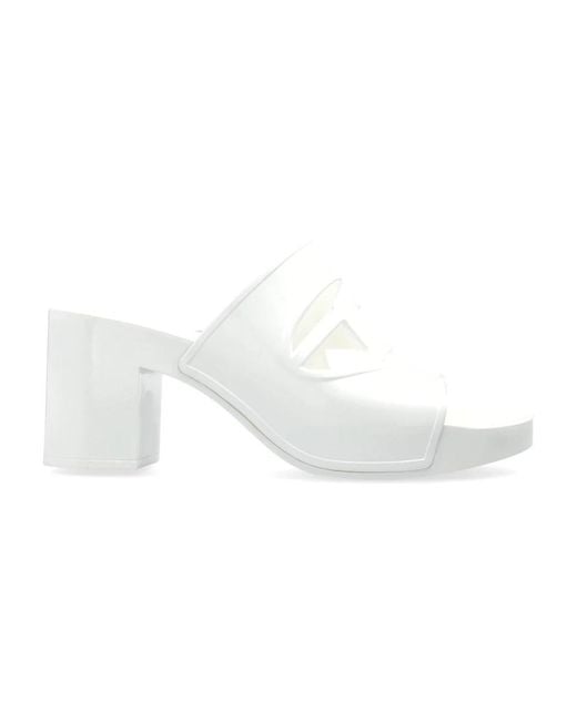 DIESEL White Heeled Mules