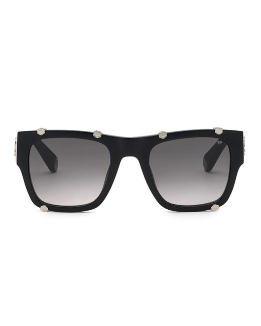 Gafas de sol de lujo hexagon negro/degradado gris Philipp Plein de color Gray