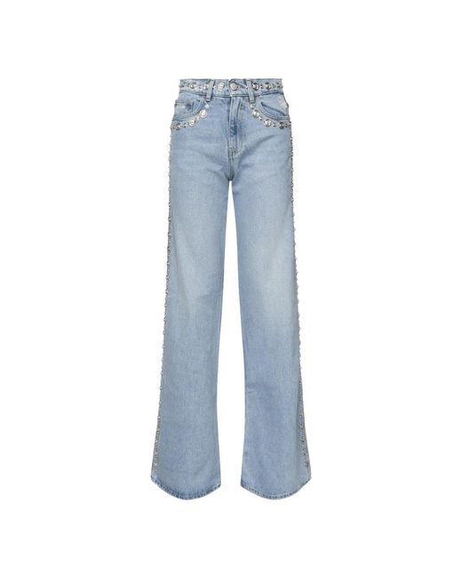 Coperni Jeans ,Blauw ,Denim Denim Wide Leg Jeans Met Studs in het Blue