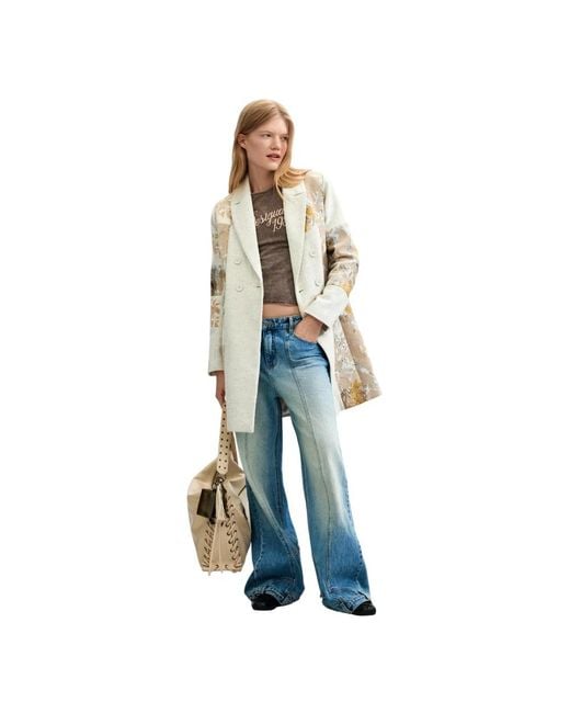 Desigual Natural Double-Breasted Coats