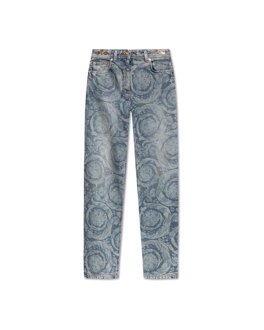 Versace Jeans ,Blauw ,Katoen Jeans Met Barocco Patroon in het Blue