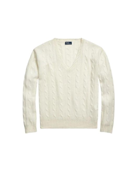 Polo Ralph Lauren White V-Neck Knitwear