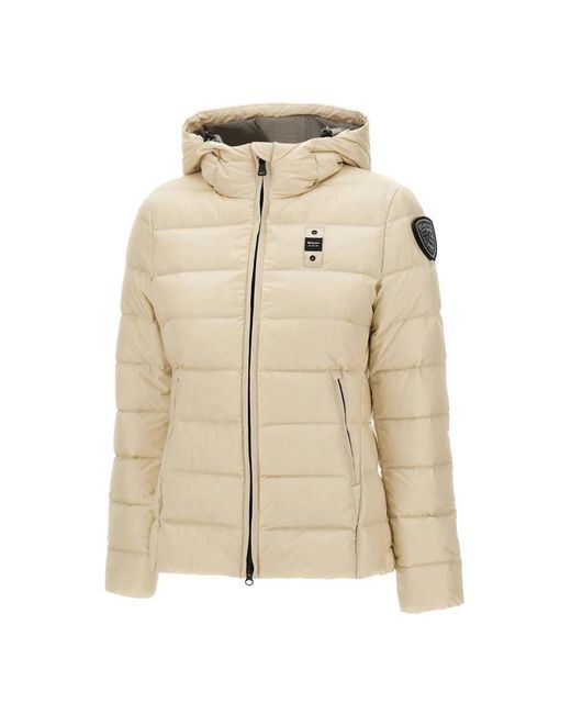 Blauer Jassen ,Wit ,Leer Charme Fitted Down Jacket in het Natural