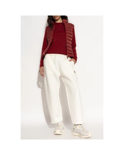 Moncler Truien & Vesten ,Rood ,Wol Vest Met Dons Inzetstuk in het Red