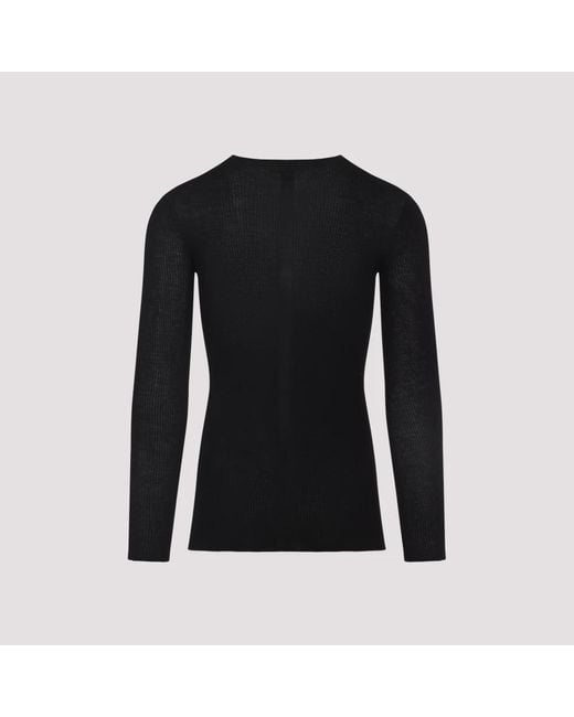 Rick Owens Gerippter Rundhalsausschnitt Pullover in Black für Herren
