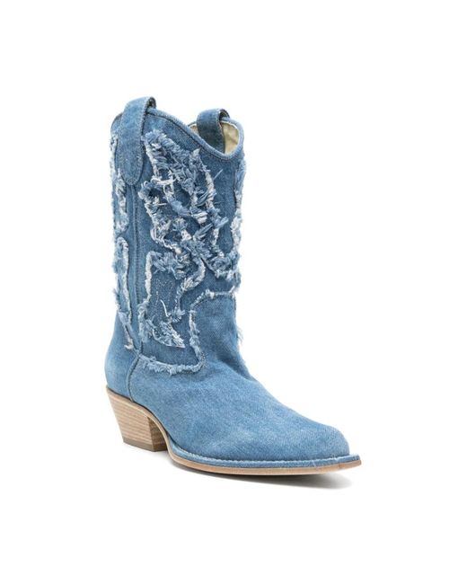 Vic Matié Blue Cowboy & Biker Boots