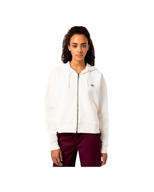Dickies Hoodies & Sweatvesten ,Wit ,Katoen Witte Cardigan Met Ritssluiting En Logo in het White