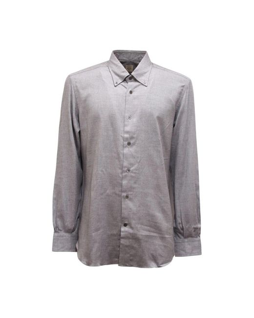 Mazzarelli Flanellhemd Made in Gray für Herren