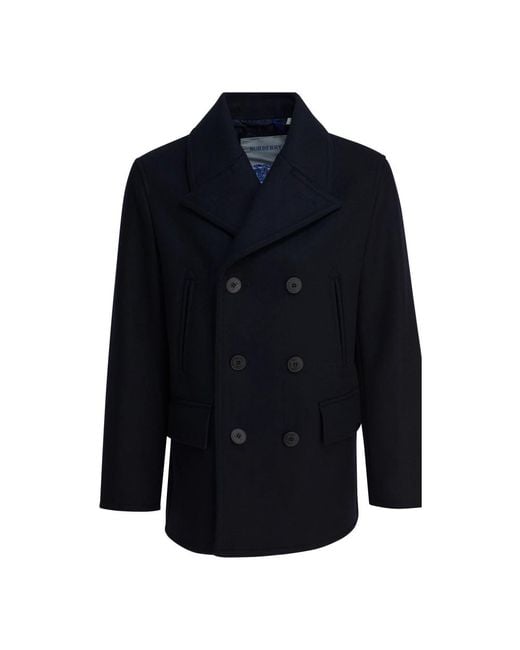 Burberry Blue Double-Breasted Coats for men
