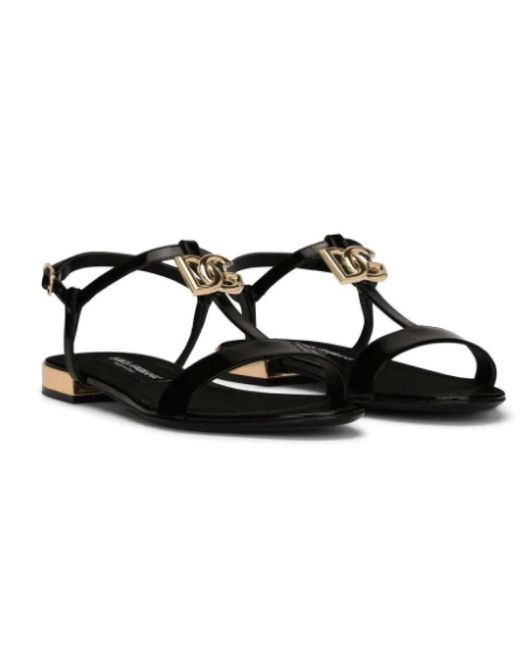 Dolce & Gabbana Black Flat Sandals