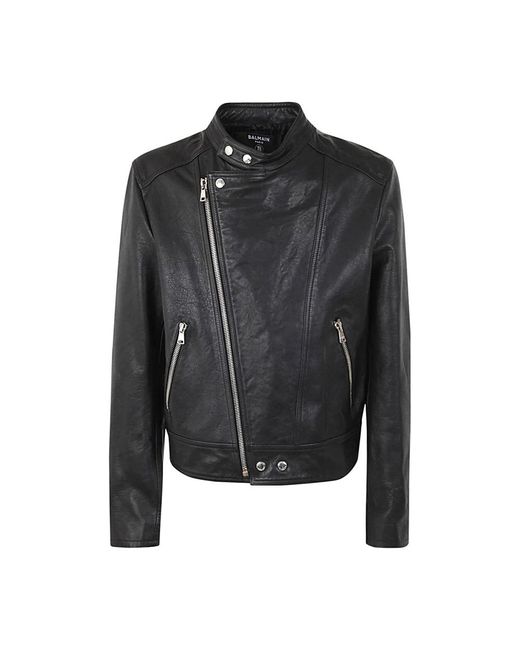 Balmain Black Leather Jackets for men